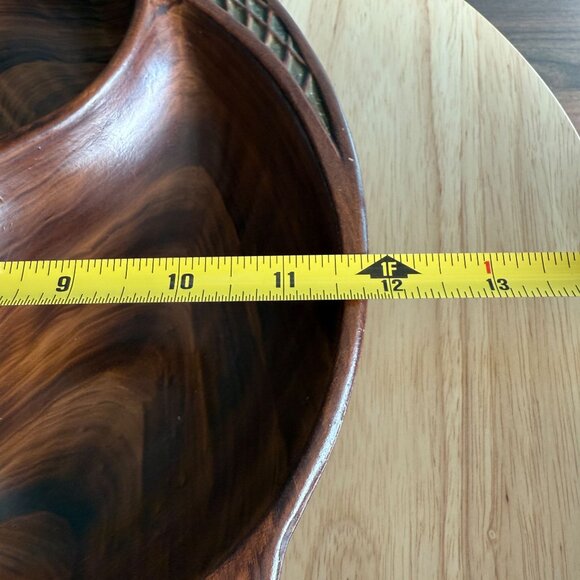 Vintage Divided Serving Tray MCM byCalifornia 328-USA Wooden Look With Handle & - Picture 12 of 14